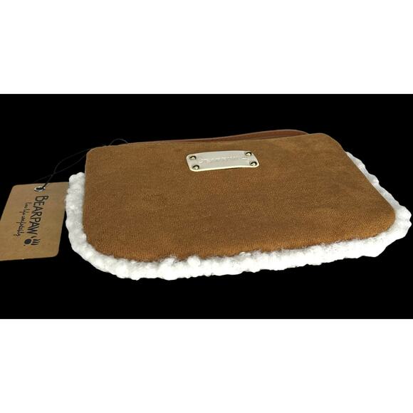 NEW Bearpaw WRISTLET Faux Suede & Sherpa Handbag Purse Mini Bag Brown Faux Fur - Picture 4 of 9